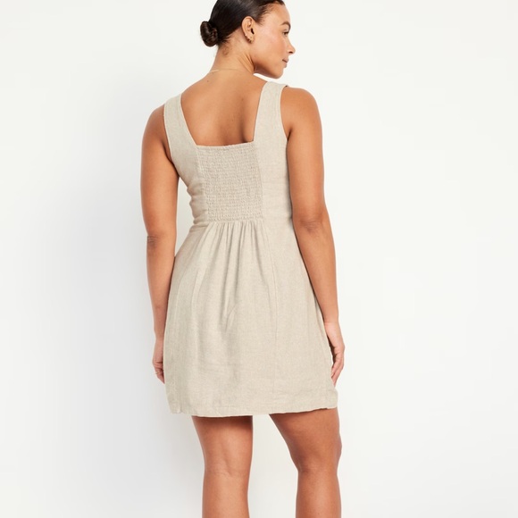 NWT OLD NAVY Sleeveless Linen-Blend Mini Dress  Color: Neutral - Picture 6 of 6
